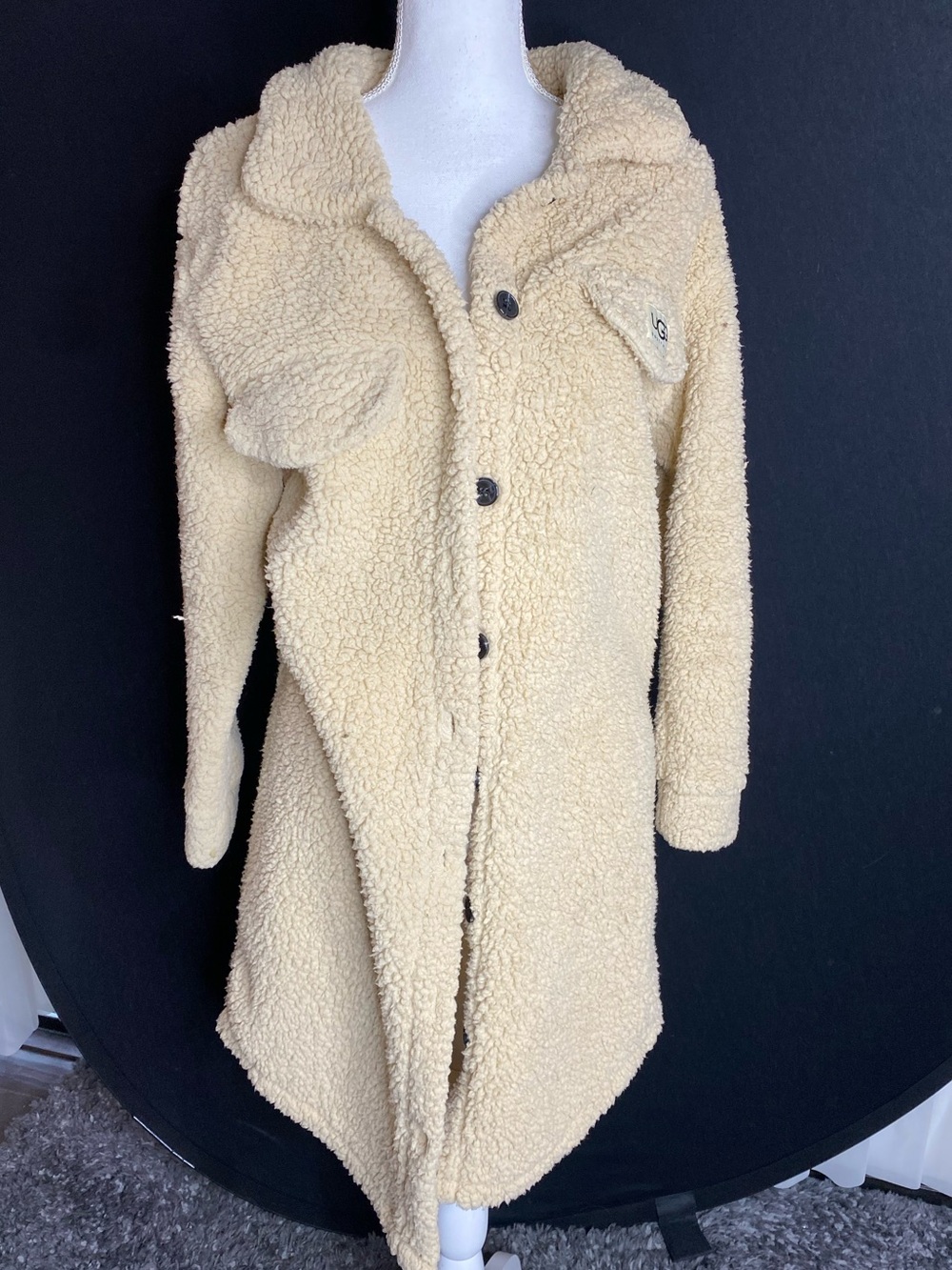 UGG Cream Sherpa Button-Front Coat
